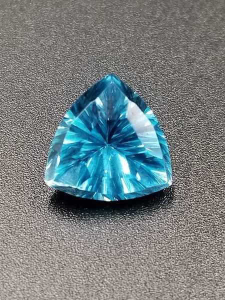 Electric Blue Topaz 8.30ct Triangular Cushion Concave Brilliant Cut by MM Fine Jewelry and Gems Inc