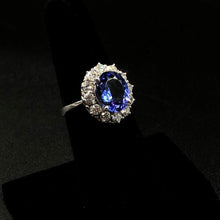 Load image into Gallery viewer, 3.5ct Oval Tanzanite Ring with 1 full carat VS-SI G-H Color Diamonds