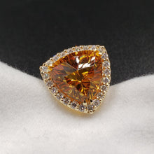 Load image into Gallery viewer, New Earrings with 8ct Total Weight Madeira Citrine Trillions Cut by Mark Gronlund with 1ct SI1 G Color Dimaonds
