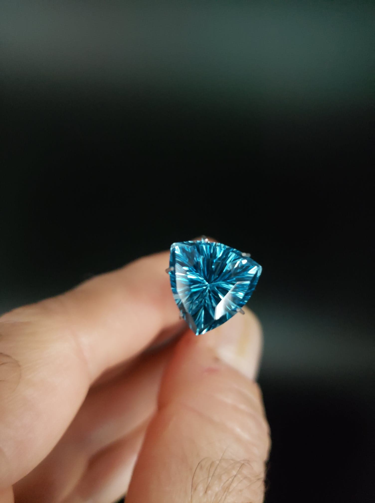 Electric Blue Topaz 8.30ct Triangular Cushion Concave Brilliant