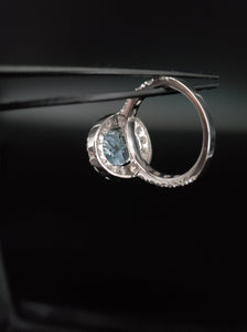 Fine Estate 5.13ct Light Blue Aquamarine Ring in 14kt White Gold with 1.90ct SI G Color Fine Diamonds.