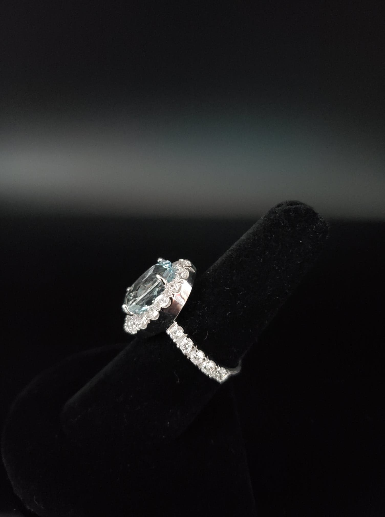 Asscher Cut Light Aquamarine Blue Engagement Ring Sterling Silver