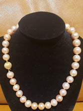 Load image into Gallery viewer, Estate Beautiful Rare Pink Champagne 11-13mm Clean Round Cultured Pearl 18 inch Necklace.