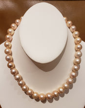 Load image into Gallery viewer, Estate Beautiful Rare Pink Champagne 11-13mm Clean Round Cultured Pearl 18 inch Necklace.
