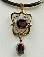 Load image into Gallery viewer, Very Rare 2 Stone Burmese Spinel Pendant with Diamonds in 14kt Yellow Gold