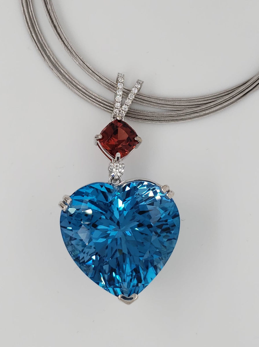 80ct London Blue Topaz and 3.5ct Malaya Imperial and Diamond Pe