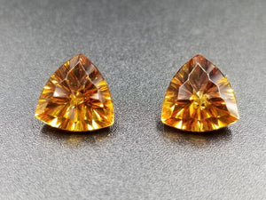 8ctw Madeira Citrines Trillions Concave Starburst cut by Mark Gronlund.