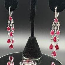 Load image into Gallery viewer, Very Rare 15.5twct GIA Certified Burmese Ruby Chandelier Earrings with 0.92ct Diamonds.